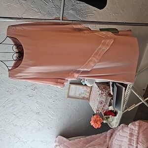 NWT SLNY blush colored dress with overlay. Size 12.